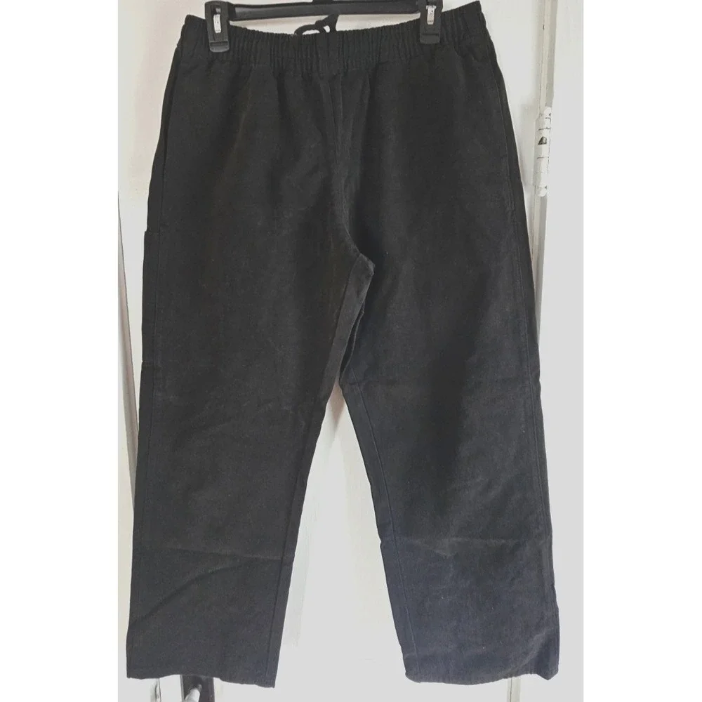 Yeezy YZY x GAP  black Elastic waist pull on sateen cargo pants solid Mens L Y2K
